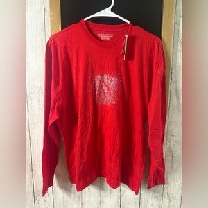 NWT VS Victoria’s Secret XS long sleeve bling/rhinestone vs logo red shirt 144